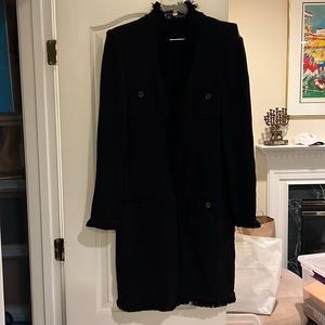 St. John collection black fringe knit duster and pant set size 14